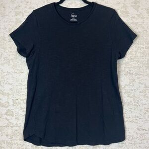 Felina Womens Black Top Basic Short Sleeve Modal Super Soft Old Money Capsule